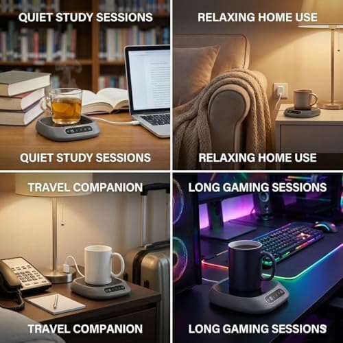 Coffee Mug Warmer for Desk & Travel - Portable Electric Cup Heater with 3 Temp Settings - Smart Beverage Warmer Coaster for Office, Home, and Outdoor Camping,Pink - Image 7