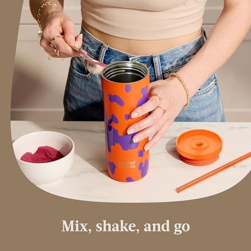 Contigo Streeterville 2.0 Stainless Steel Vacuum-Insulated Tumbler w/Straw, Autoclose Technology, Easy Clean Lid & Straw, Leak-proof Drinking, Keeps Drinks Cold for 20 hours, 24oz., Tangerine - Image 5