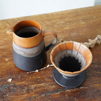 Handmade Ceramic Pour Over Coffee Dripper Set, Black - Image 4