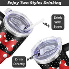 40 Oz Tumbler With Lid and Straw, Insulated Reusable Stainless Steel Travel Mug Keeps Drinks Cold & Hot Leak Proof Tumbler for Water, Coffee or Iced Tea, Female Mouse 40 oz - Image 3