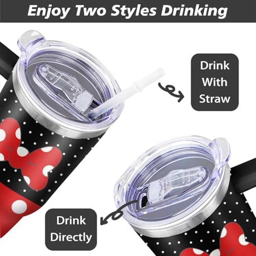 40 Oz Tumbler With Lid and Straw, Insulated Reusable Stainless Steel Travel Mug Keeps Drinks Cold & Hot Leak Proof Tumbler for Water, Coffee or Iced Tea, Female Mouse 40 oz - Image 3