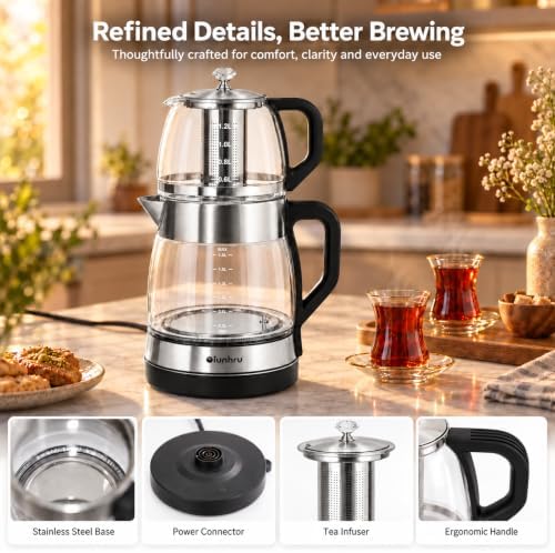 Turkish 3L Tea Maker for Home & Kitchen, Electric Double Pot Keep Warm - Image 7