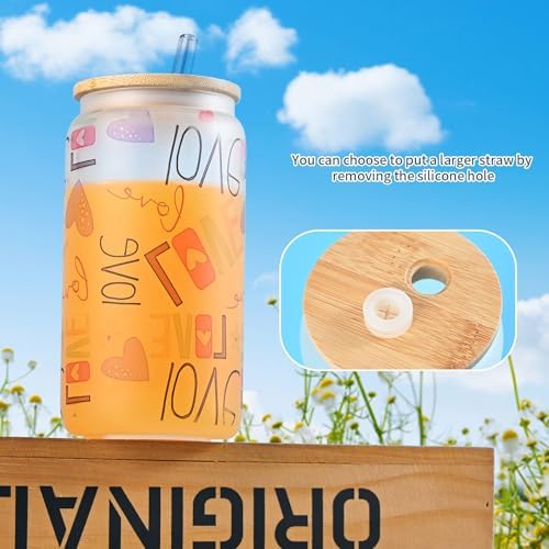 16oz Frosted Sublimation Glass Tumbler with Bamboo Lid, 8-Pack Set - Image 5