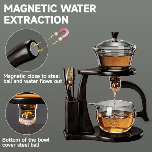 Lazy Gong Fu Tea Set Semi Automatic Magnetic Glass Teapot - Image 2