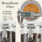 Airtight Coffee Canister with Scoop | Curated Glass Storage Set for Beans, Grounds & Sugar | 9-Piece Ritual Organizer with Bamboo Base, Versatile Artisan Spoon, Labels & Cleaning Brush - Image 5