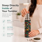 22 oz Ceramic Lined Tea Infuser Travel Tumbler, Micro-Mesh Stainless Steel Infuser, Pure Taste Ceramic Interior, Triple Insulated 12hr Hot Cold, Dual Sip & Straw Lid, Scratch-Resistant - Image 4