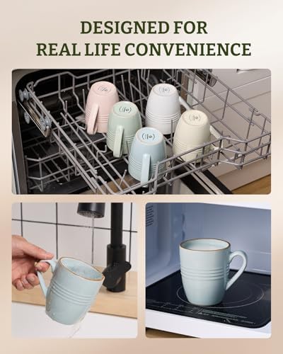 famiware Jupiter Coffee Mugs Set of 4, 14 OZ Coffee Mug, Microwave and Dishwasher Safe, Coffee Cups with Handle for Coffee, Tea, Cocoa, Milk, Light Blue (Pack of 2) - Image 5