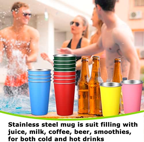 Mimorou 20 Pack 16 oz Stainless Steel Cups Metal Cup, Multicolor - Image 5