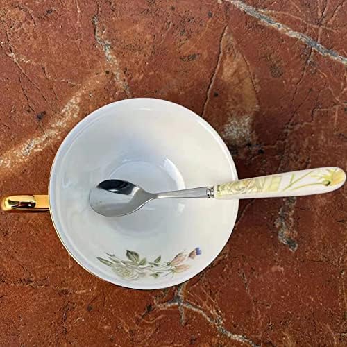 Honorable Coffee Cup Mug, Cappuccino, Tea Cup, with Saucer for Latte, Fine Bone Porcelain, Reactive Glaze, 6.8 Oz-1pcs (Elegant White Roses) - Image 3