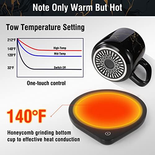 Coffee Mug Warmer & Mug Set, Coffee Cup Warmer with 2 Temperature Settings, Electric Coffee Warmer for Desk Auto Shut-off, Candle Warmer Coffee Warmer with Mug Set for Christmas & Birthday Gifts - Image 3