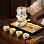 Semi Automatic Tea Set Magic Teapot with 6 cups Japanese Teapot Set,Chinese Gongfu Tea Set Ceramic Teapot with Infuser (Jiangshan-Automatic) - Image 6