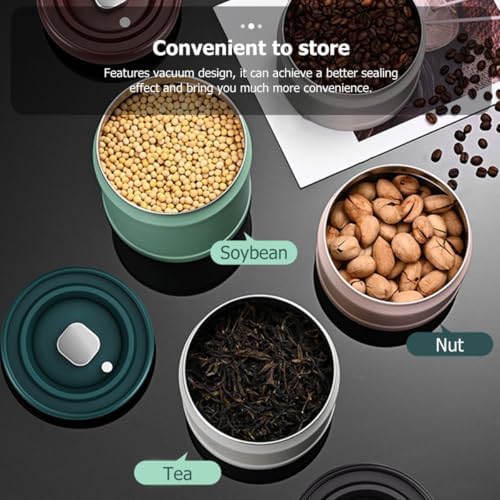Vacuum Beans Jar 750Ml White Sealed Canister Airtight Spice Container Press-To-Close Food Storage for Coffee, Grains, and Snacks - Image 3