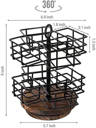 MyGift Rotating Tea Bag Holder Carousel, 8 Compartments, Wood Base - Image 5