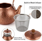 copper tea kettle, tea kettle, tea pot, stovetop, handmade, thick, whistling tea kettle, stove top, teapot for stovetop (copper,1.5L) - Image 3