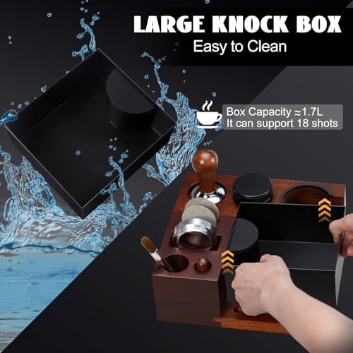 Espresso Knock Box, Walnut Tamping Station, 9 in 1 Coffee Organizer Box Fit for 51mm 54mm 58mm, Coffee Distributor & Portafilter, Espresso Accessories Kit - Image 4