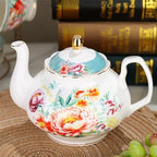 fanquare 21 Piece Vintage Green Floral Porcelain Tea Set for Adults - Image 2