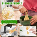 7 Pcs Matcha Whisk Set for Beginners Elegant Bamboo Japanese Matcha Tea Making Kit with Whisk Holder Scoop Sifter for Tea Lover(Military Green) - Image 6