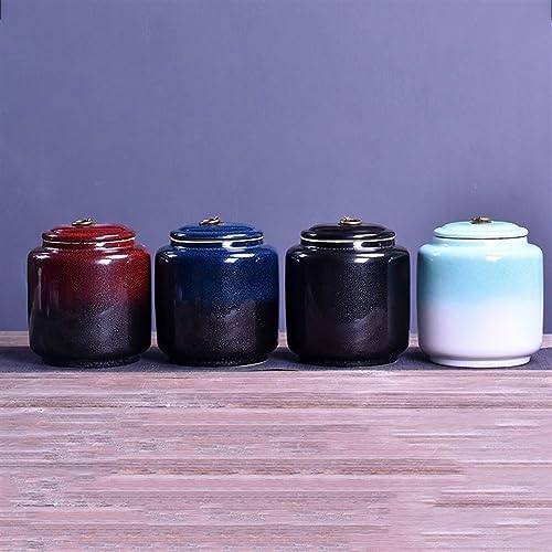 Tea Tin Canister Chinese Retro Kiln Change Glaze Loose Leaf Tea Warehouse Large Sealed Storage Jar Decorative Porcelain Food Containers Canisters(Black) - Image 3