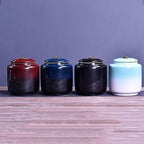Tea Storage Containers Chinese Retro Kiln Change Glaze Loose Leaf Tea Warehouse Large Sealed Storage Jar Decorative Porcelain Tea Tins(Red) - Image 3