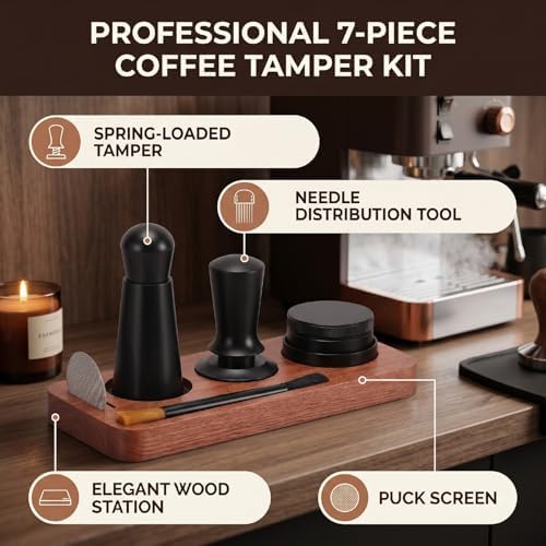 Espresso Accessories Kit, Espresso Tamper Tools Accessories Kit, Coffee Tamping Station Coffee Distributor 58mm Tamper Dosing Funnel, WDT Stirrer, Brush - Image 5