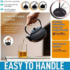 Tea Kettle,Cast Iron Teapot in Japanese Style,Tetsubin Tea Kettle with Stainless Steel Infuser,Die Casting Pattern Stove Safe Kettles,Traditional Iron Teapots,1.2L(Color:O) (Size : V) - Image 7