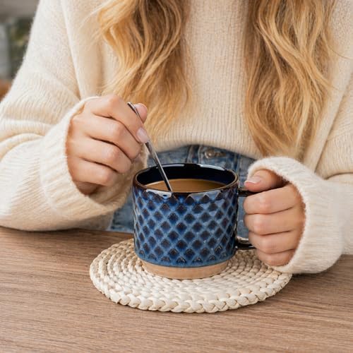 GBhome 12 OZ Stackable Coffee Mugs Set of 4, Ceramic Coffee Cups Set - Image 4