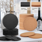 100PCS Round Slate and Cork Drink Coasters Bulk for Laser Engraving - Image 2