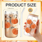 SiliFine 6 Pcs Fall Glass Cups, 16 oz with Lids and Straws - Image 3