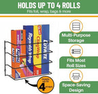 Evelots Kitchen Wrap & Food Bag Organizer Wall/Cabinet Mount, 4-Pack, Black - Image 2
