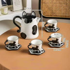 Porcelain Tea Set(1 Pot 4 Cups), Afternoon Tea Set, Suitable for Birthdays, Mother's Day, Christmas (Black Cat) - Image 3