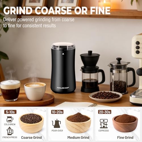HAUSHOF Coffee Grinder Electric, One Touch Coffee Bean and Spice Grinder - Image 5