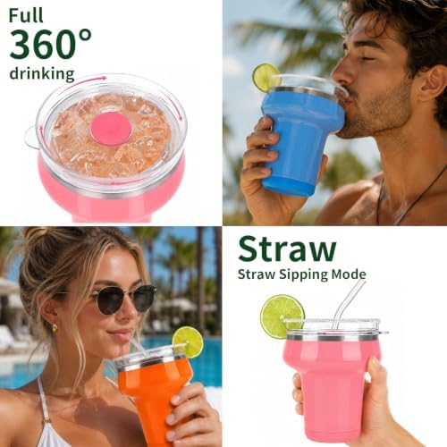 Sursip 16oz Insulated Margarita Tumbler, Cocktail Glass with Lid & Straws - Image 4