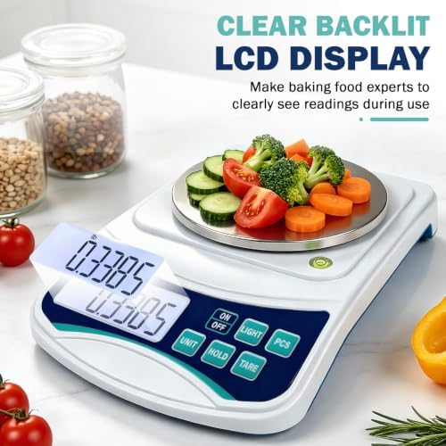 Digital Lab Scale 1000g x 0.01g oz/g/ct/DWT/tl/gn/ozt Precision Electronic Scientific Scale Analytical Balance for Laboratory Jewelry Kitchen, Includes 100g Weight and 2 x AAA Batteries - Image 4