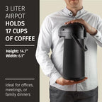 Airpot Coffee Carafe Dispenser with Pump Black 12 Hours Hot Water Retention - Image 3