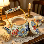 Floral Enamel Tea Kettle 2.5L Vintage Stovetop Teapot for Hot Water Tea - Image 5