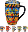 vancasso 18 Oz Tea Infuser Mug with Lid, Midnight Peacock by vancasso