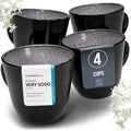 Large Stoneware Coffee Mugs Set of 4, 15.6 oz Coffee Cups with Reactive Glaze, Lead-Free, Dishwasher & Microwave Safe, Stain Resistant for Cocoa, Latte, Cappuccino & Tea, Dark Gray by PURELIVING