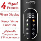 Brentwood 1100W 1.7L Cordless Cool Touch Digital Kettle with Stainless Steel Interior, Temperature Control with 4 Presets, 360° Base, Auto Shut-Off, Keep Warm, & Boil Dry Protection (Black, 1.7L) - Image 2