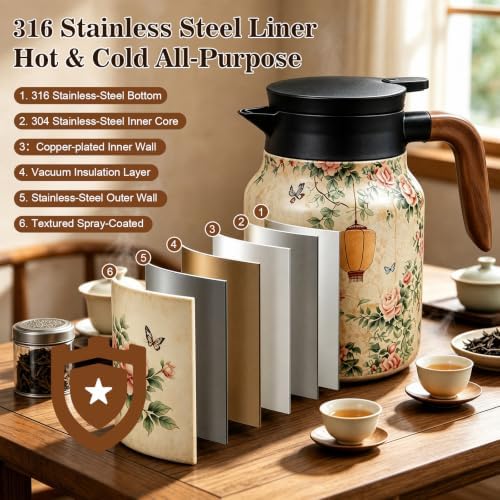 Vintage Teapot with Infuser, 35 oz Insulated Tea Pot for Loose Leaf Tea - Image 4