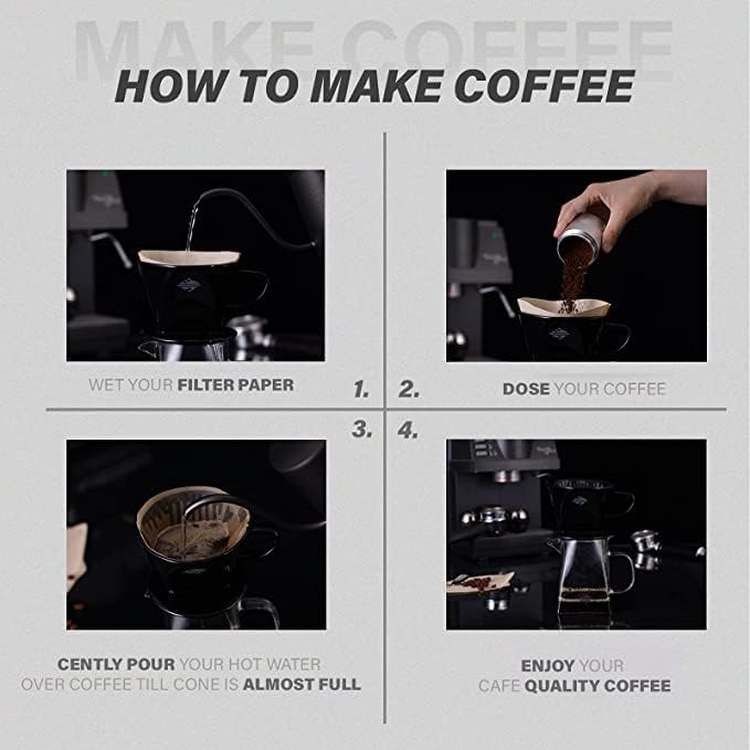 Pour Coffee Dripper Set Manual Drip Ceramic Coffee Maker 600ML Glass Carafe Ceramic Dripper Coffee Filters（Black） - Image 7