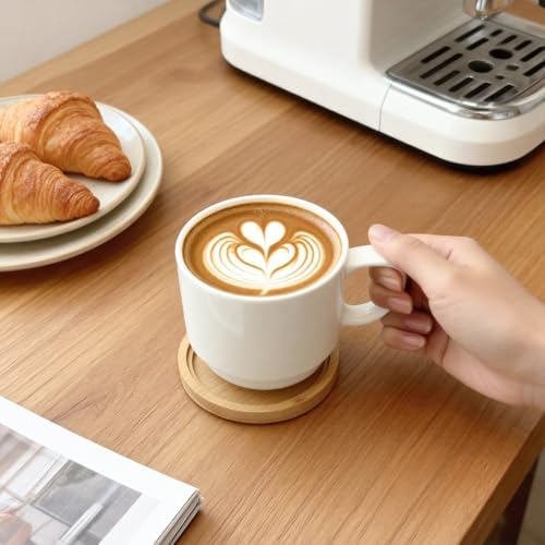 Cappuccino Cup with Saucer, 12 Oz White Coffee Cup Set - Image 3