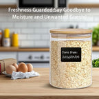 Glass Storage Jars Set Elegant Containers with Airtight Bamboo Lids, Perfect for Kitchen Organization - Flour, Rice, Pasta, Sugar, Coffee Beans (2 packs(37oz) / 2 packs(111oz)) - Image 6