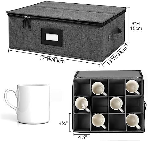 Mug Storage Box with Dividers 2 Pack, Hard Top Cup Storage for Coffee Mug - Image 5
