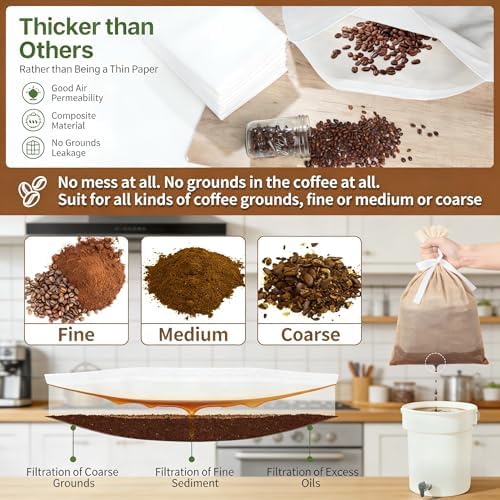 50 Pcs 20x20 Drawstring Cold Brew Coffee Filter Bags, Commercial - Image 5