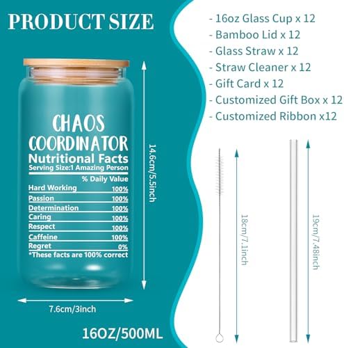 12-Pack Employee Appreciation Gifts Glass Cups, 16oz Coffee Cups - Image 4