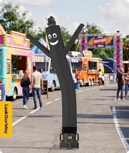 LookOurWay Air Dancers Wacky Waving Inflatable Tube Man Attachment - 7 Feet Tall Advertising Air Dancer Waving Man Inflatable Tube Guy - Blower Not Included - Black - Image 6