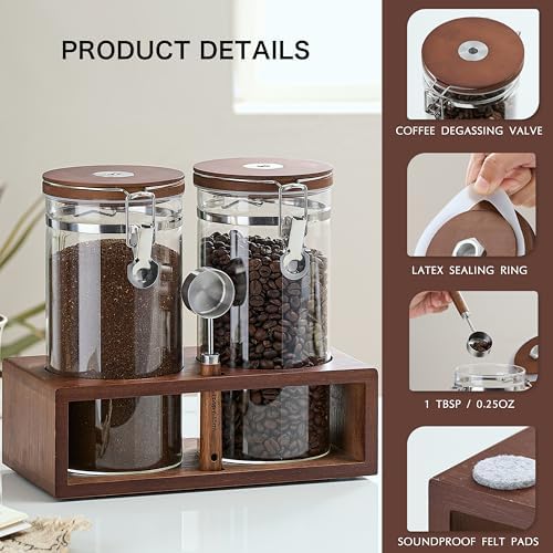 Danmu Coffee Bean Storage 45 oz with Bamboo Shelf,Coffee Canister 2 Pack - Image 3