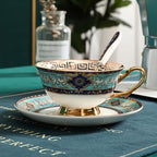 YUDIZWS Bone China Tea Cup Set with Gold Spoon And Gift Box, Tea Coffee Cups and Saucers Set of 1 Porcelain Tea Cup Coffee Mug for Home Kitchen Wedding Women's Tea Party,6pcs - Image 3