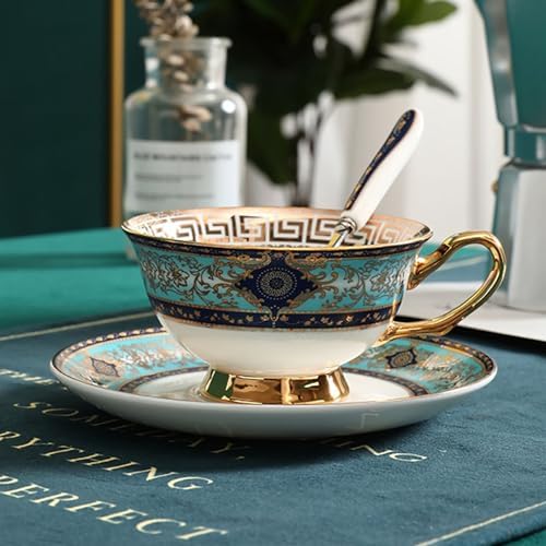 YUDIZWS Bone China Tea Cup Set with Gold Spoon And Gift Box, Tea Coffee Cups and Saucers Set of 1 Porcelain Tea Cup Coffee Mug for Home Kitchen Wedding Women's Tea Party,6pcs - Image 3