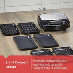BLACK+DECKER 3-in-1 Waffle Maker, Grill & Sandwich Press - Image 2